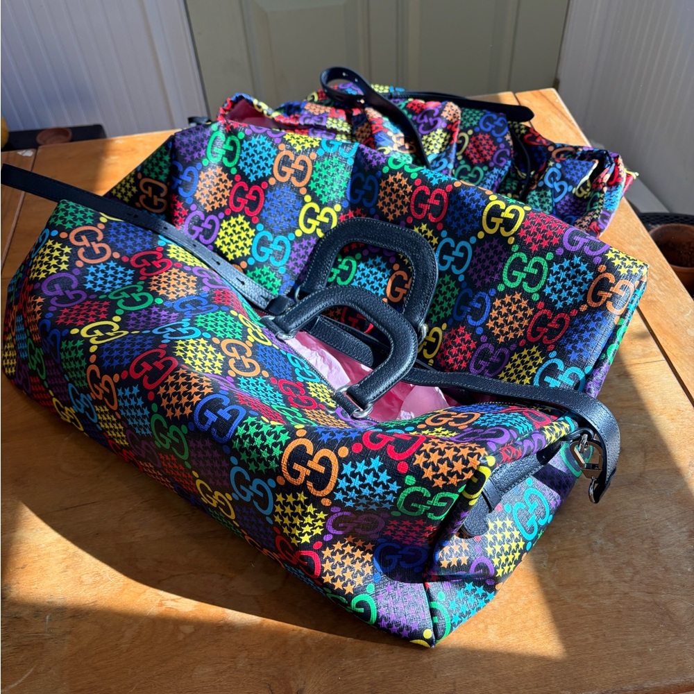Gucci Multicolor GG Canvas Boston Bag with Black Trim - Picture 2 of 4